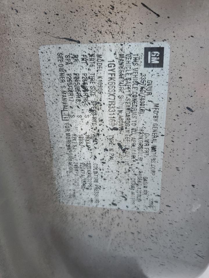 2007 Cadillac Escalade Esv VIN: 1GYFK668X7R331169 Lot: 67061565