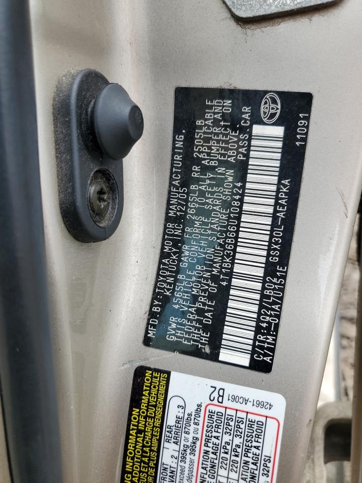 2006 Toyota Avalon Xl VIN: 4T1BK36B66U108424 Lot: 65189135