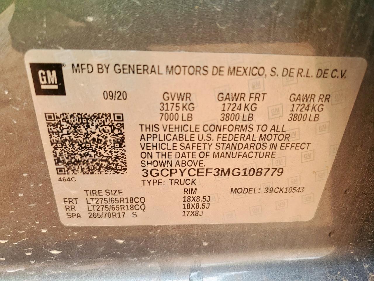 2021 Chevrolet Silverado K1500 Trail Boss Custom VIN: 3GCPYCEF3MG108779 Lot: 61344515
