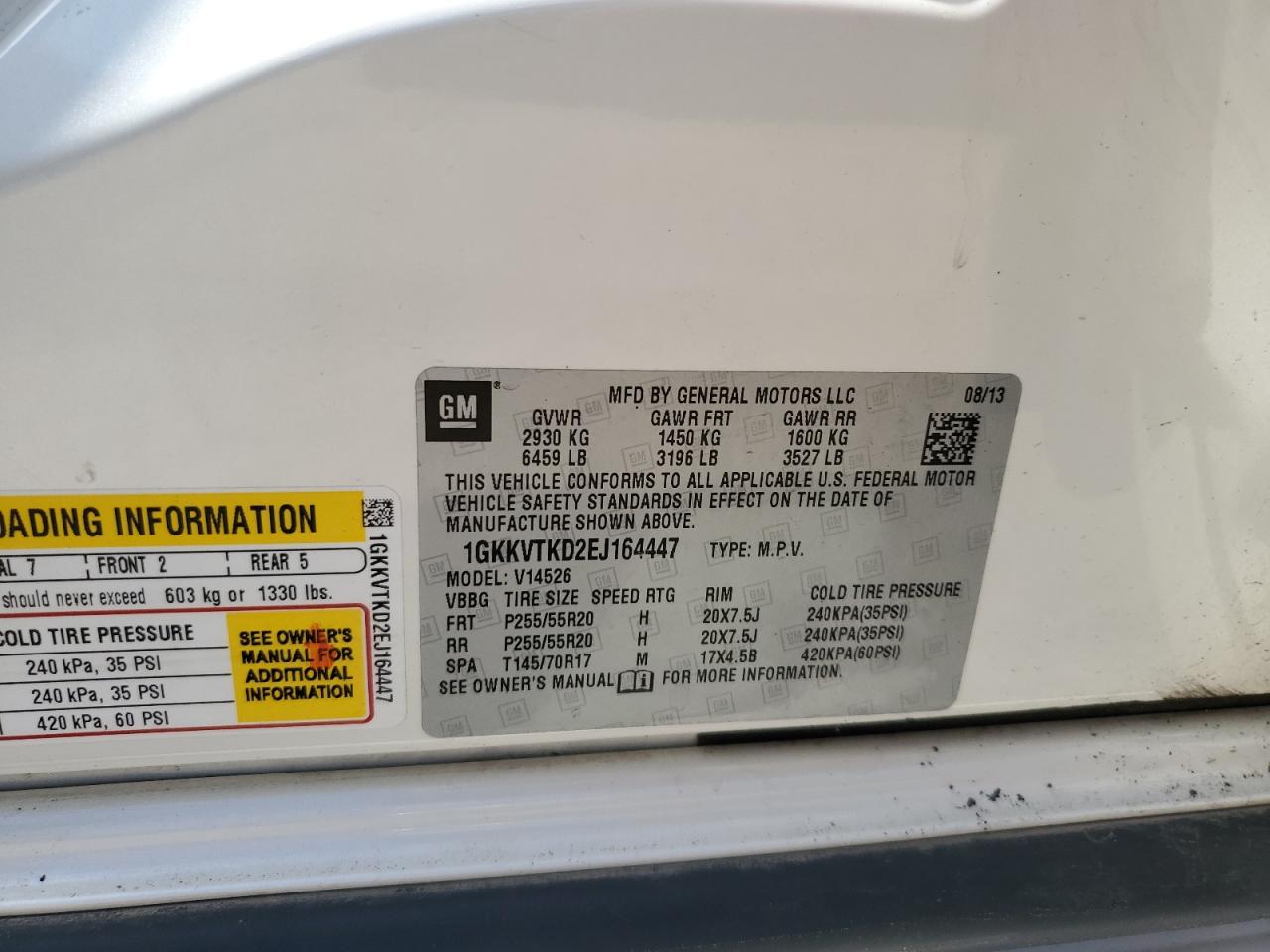 2014 GMC Acadia Denali VIN: 1GKKVTKD2EJ164447 Lot: 63558995