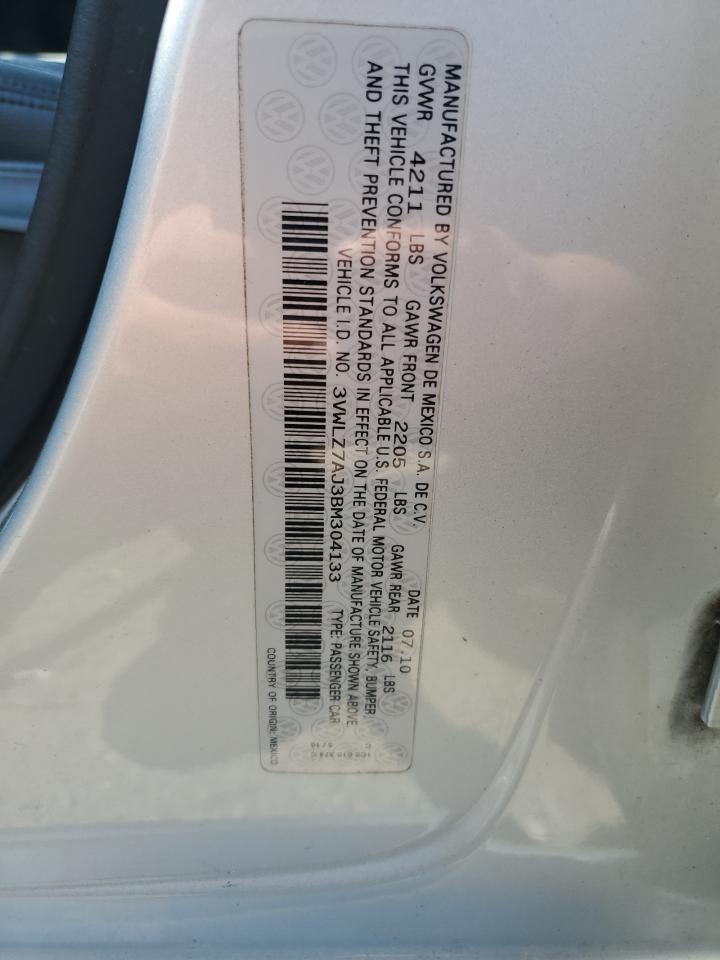 2011 Volkswagen Jetta Sel VIN: 3VWLZ7AJ3BM304133 Lot: 65052145