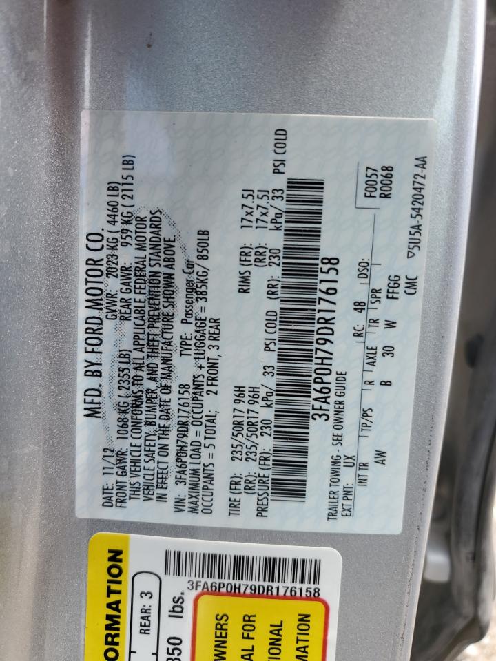 2013 Ford Fusion Se VIN: 3FA6P0H79DR176158 Lot: 65032435