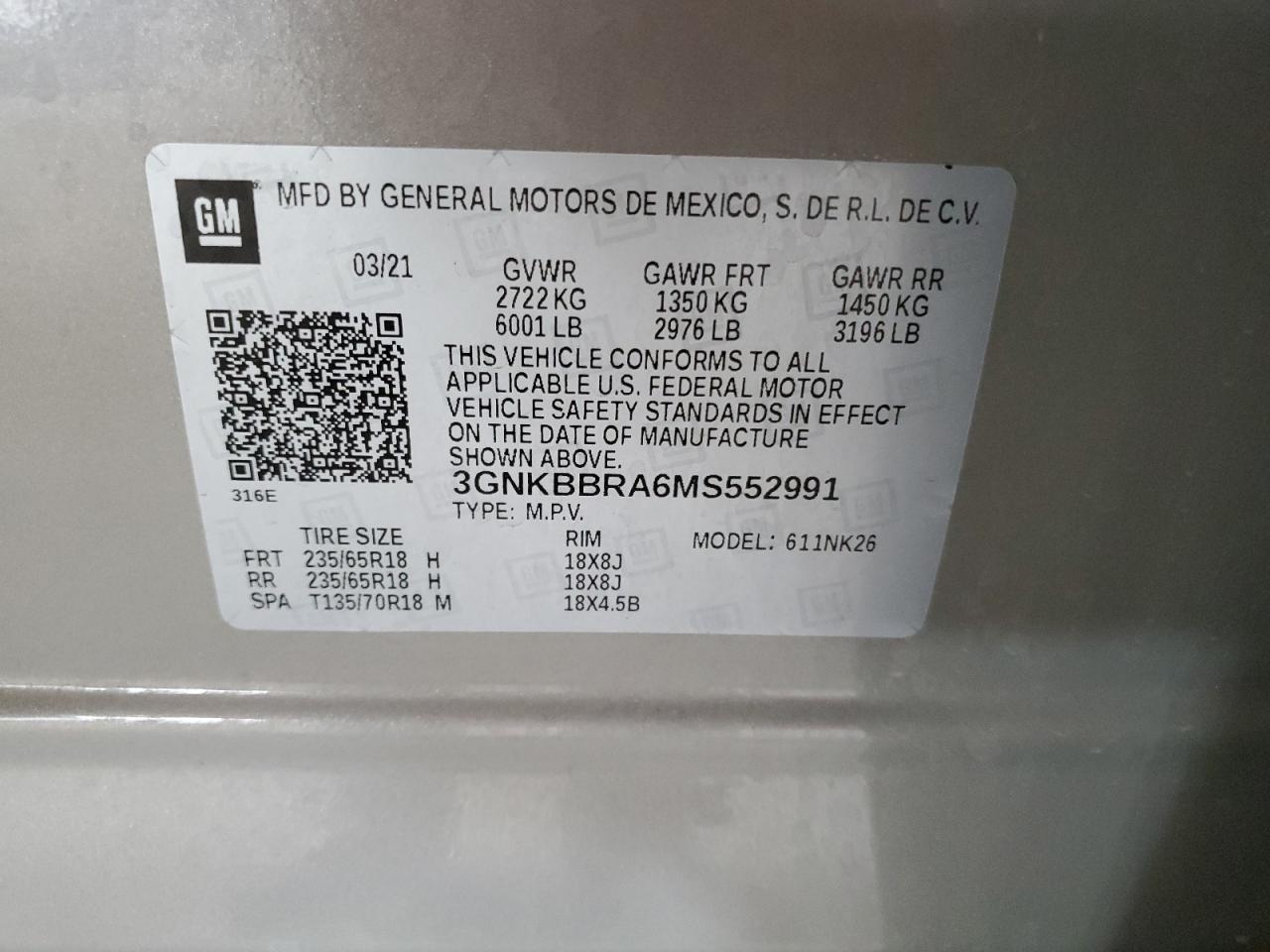 3gnkbbra6ms552991 3GNKBBRA6MS552991 2021 Chevrolet Blazer 1Lt
