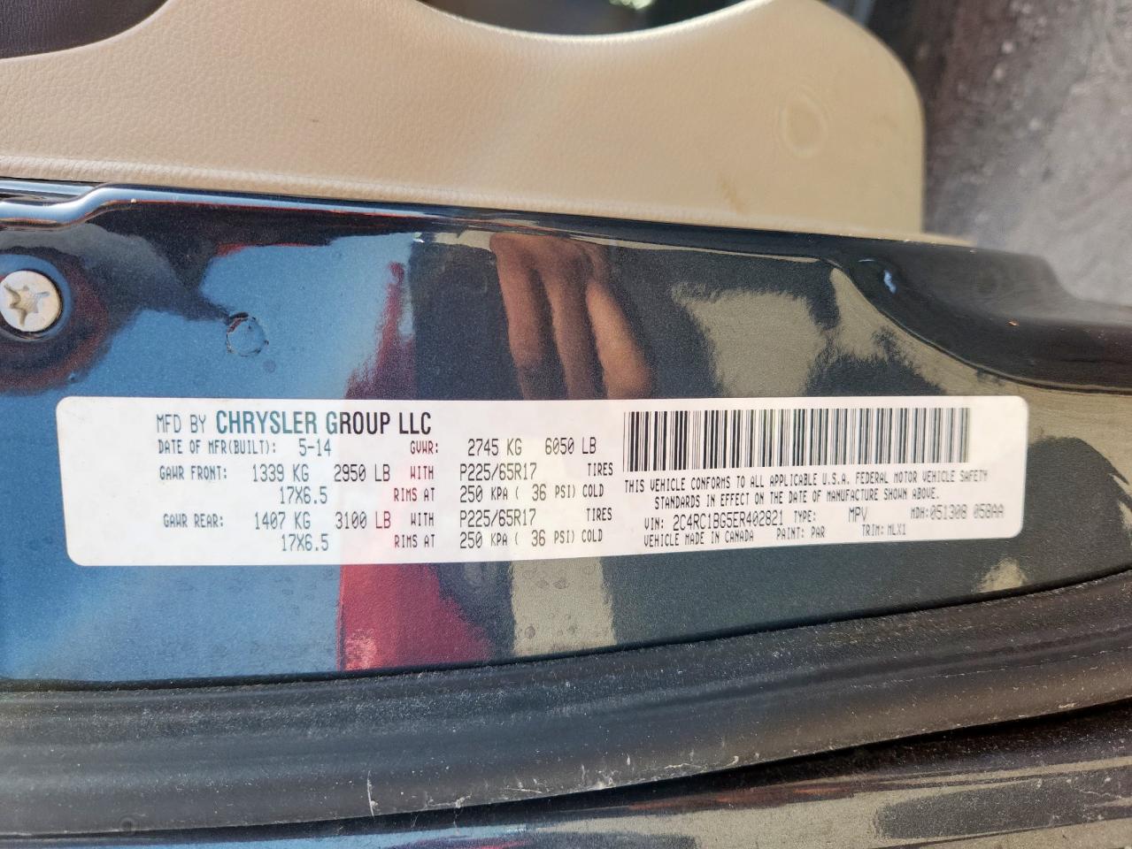 2014 Chrysler Town & Country Touring VIN: 2C4RC1BG5ER402821 Lot: 63143965