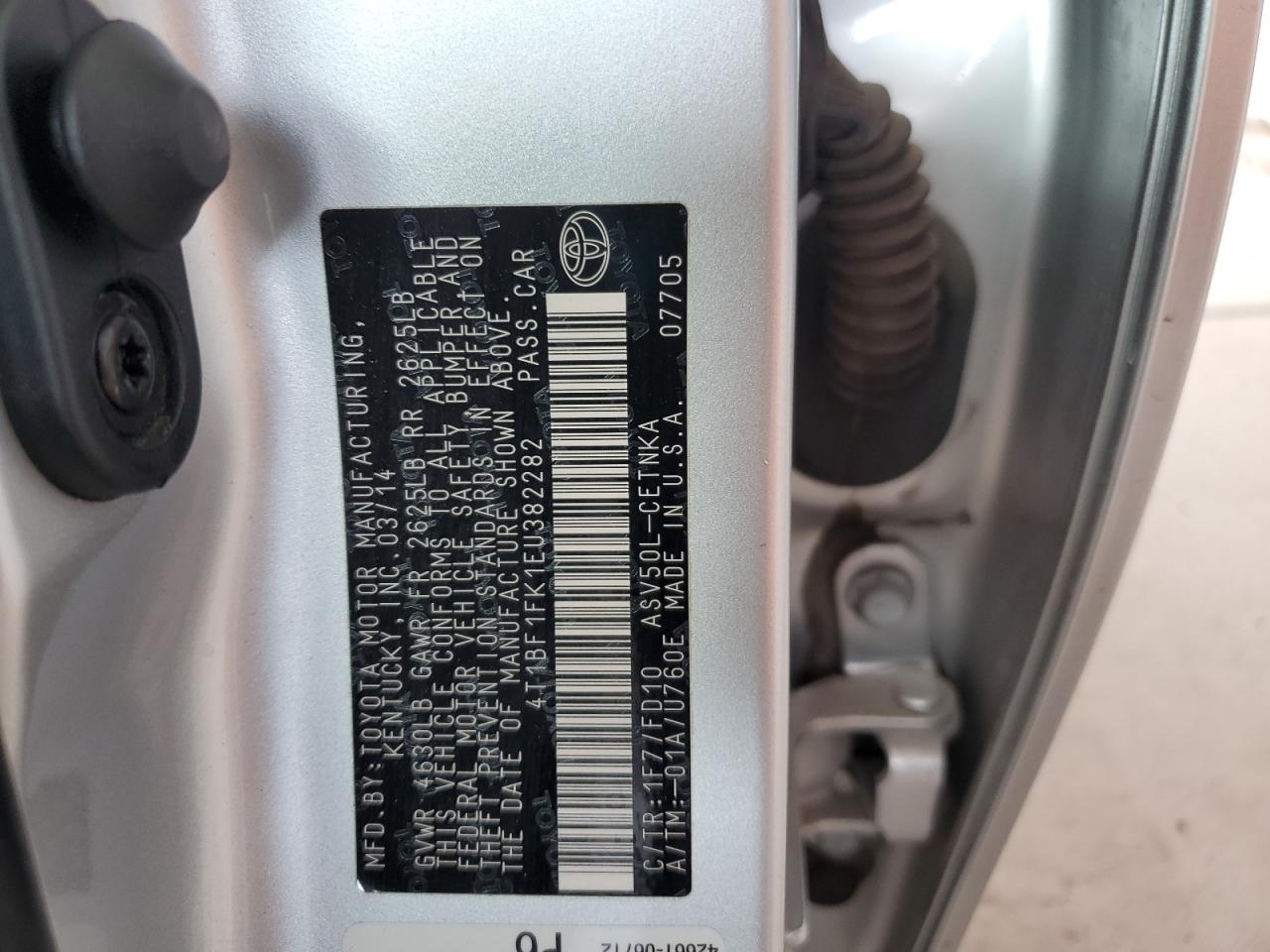 2014 Toyota Camry L VIN: 4T1BF1FK1EU382282 Lot: 65198045