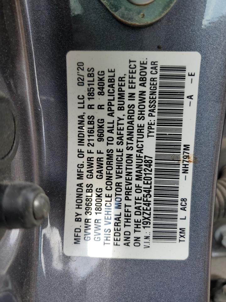 2020 Honda Insight Ex VIN: 19XZE4F54LE012487 Lot: 63111605