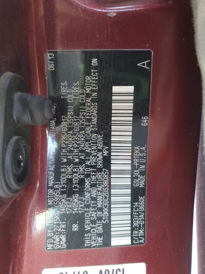 5tdkk3dc2ds380857 5TDKK3DC2DS380857 2013 Toyota Sienna Le