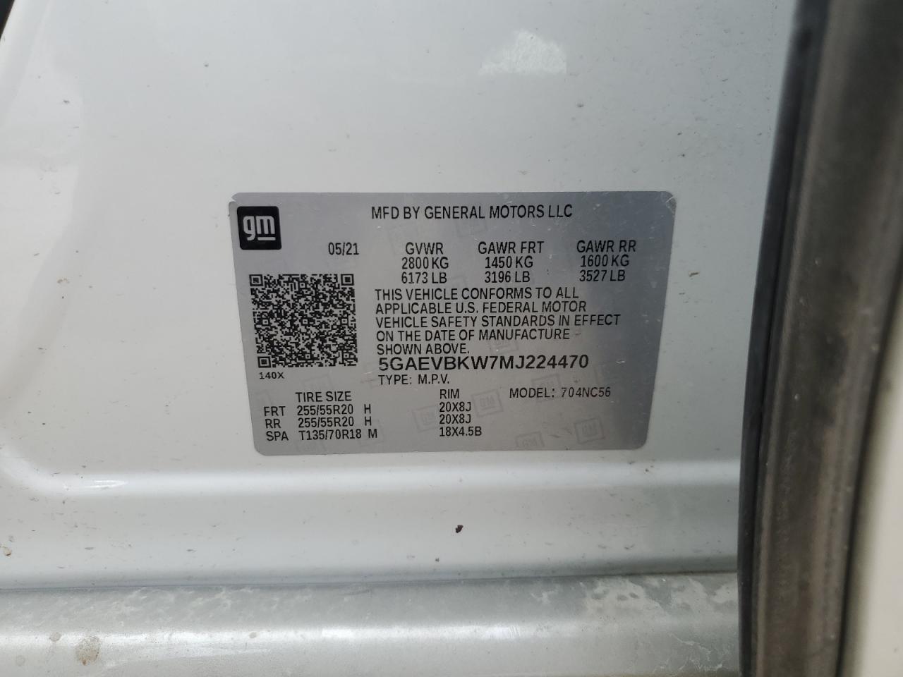 2021 Buick Enclave Premium VIN: 5GAEVBKW7MJ224470 Lot: 63446945