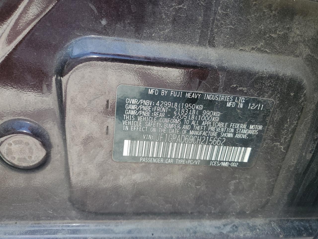 2012 Subaru Impreza Premium VIN: JF1GPAD69CH215662 Lot: 66220785