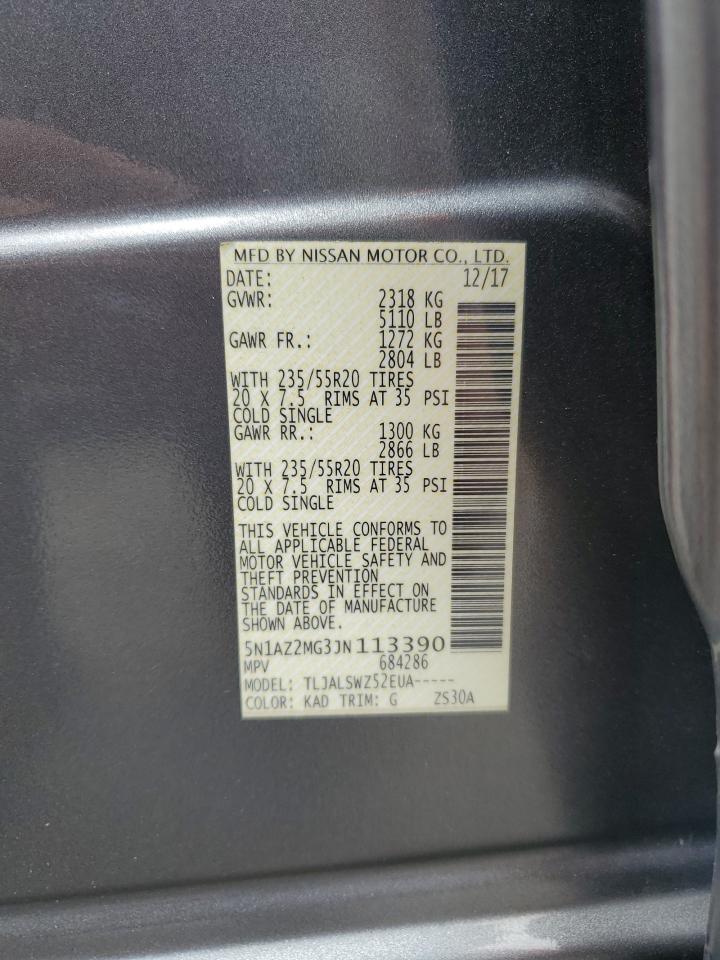 2018 Nissan Murano S VIN: 5N1AZ2MG3JN113390 Lot: 64330795