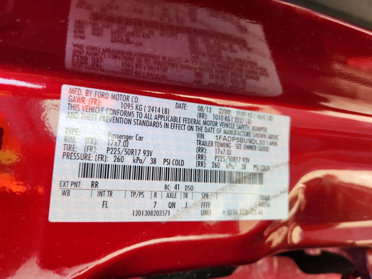 2013 Ford C-Max Sel VIN: 1FADP5BU9DL551466 Lot: 64249795