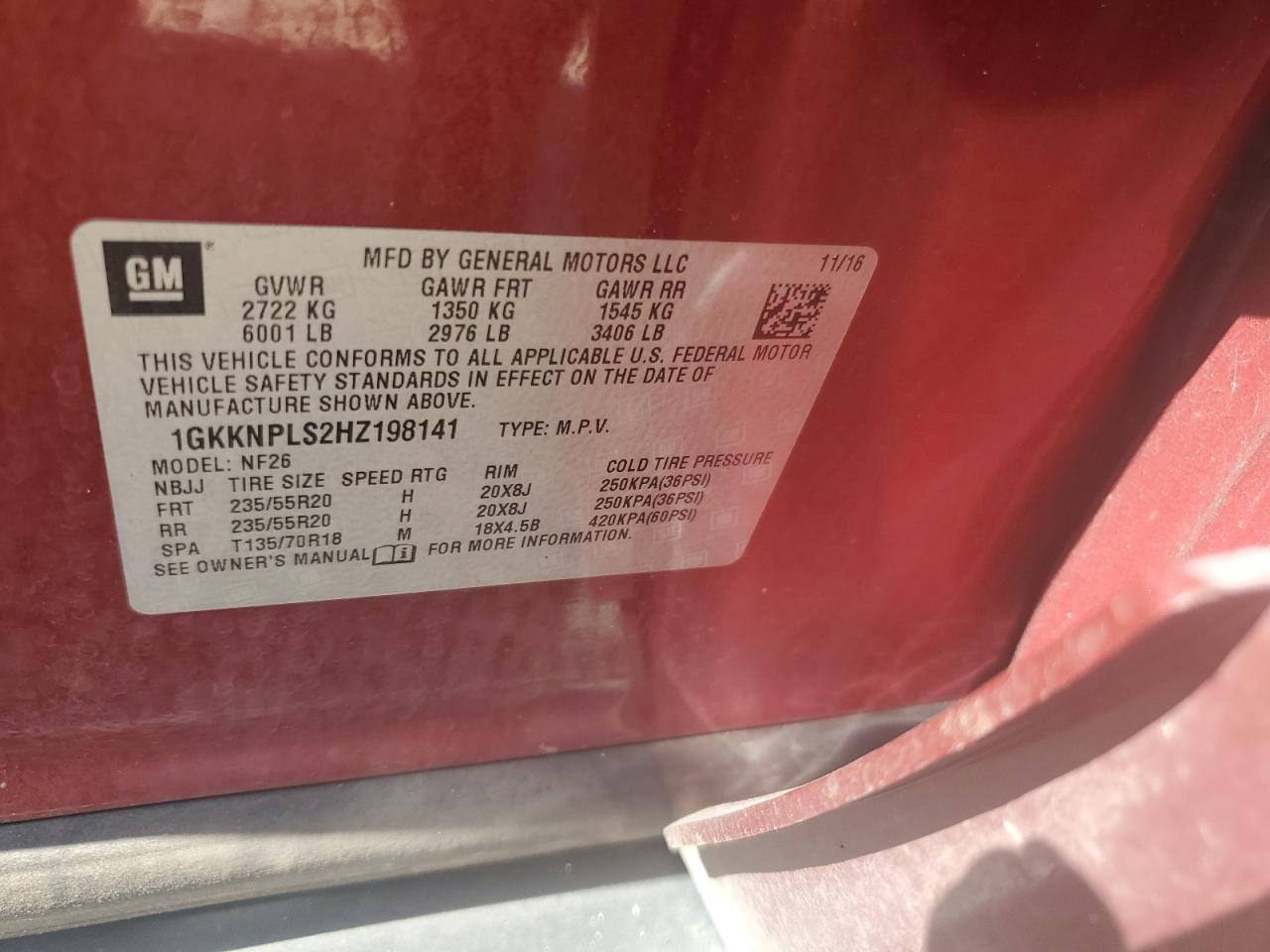 2017 GMC Acadia Denali VIN: 1GKKNPLS2HZ198141 Lot: 65686035