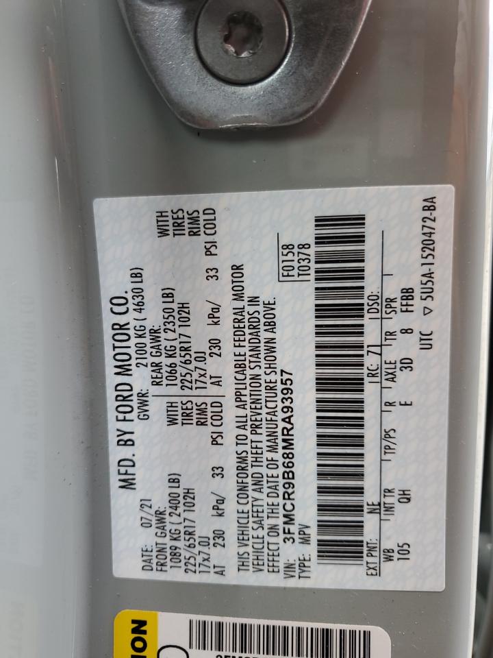 2021 Ford Bronco Sport Big Bend VIN: 3FMCR9B68MRA93957 Lot: 65378515