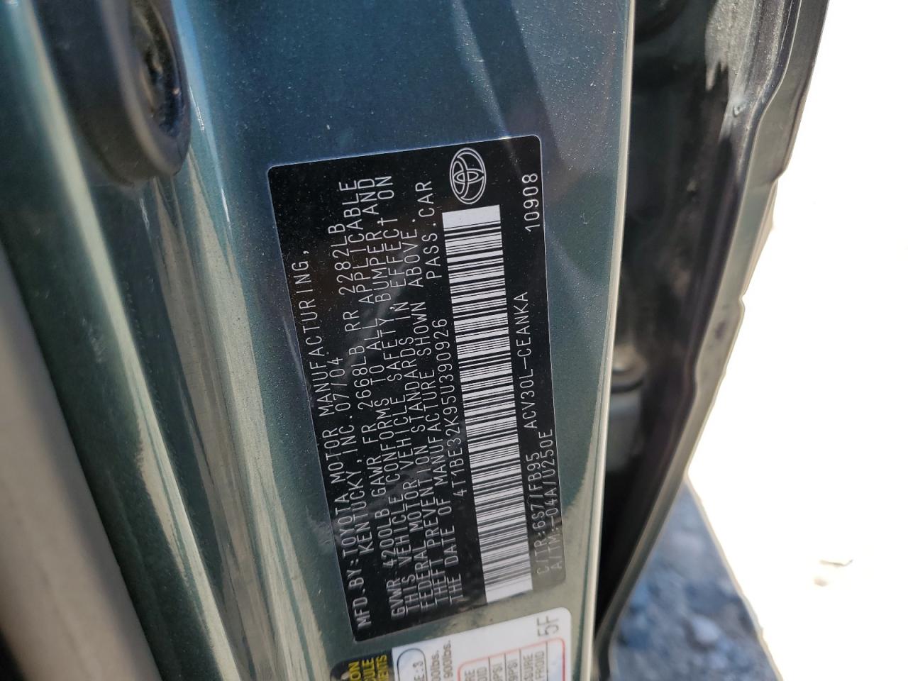 2005 Toyota Camry Le VIN: 4T1BE32K95U390926 Lot: 65430555