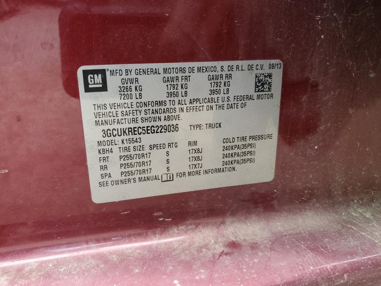 2014 Chevrolet Silverado K1500 Lt VIN: 3GCUKREC5EG229036 Lot: 64849535