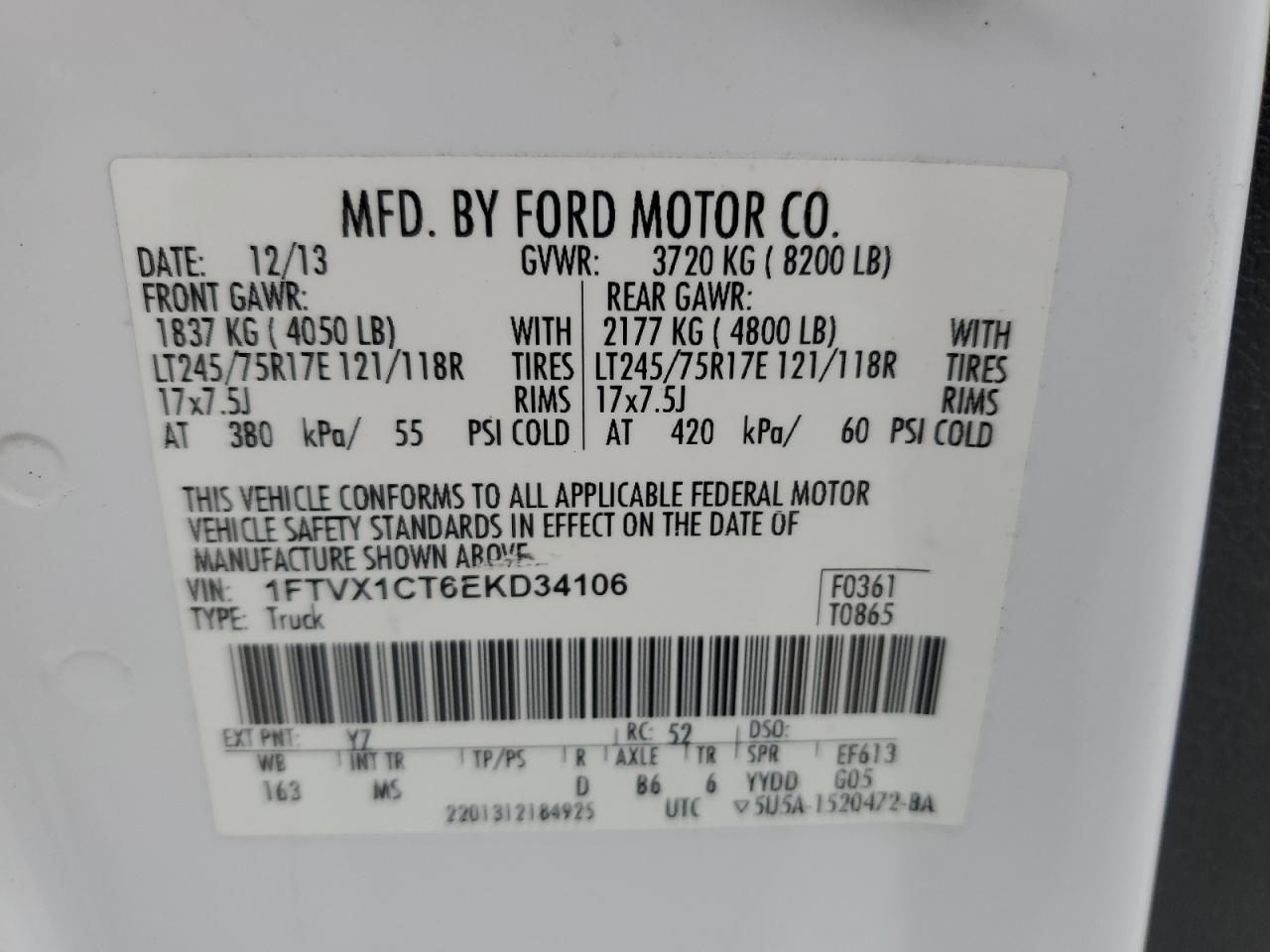 2014 Ford F150 Super Cab VIN: 1FTVX1CT6EKD34106 Lot: 64617945