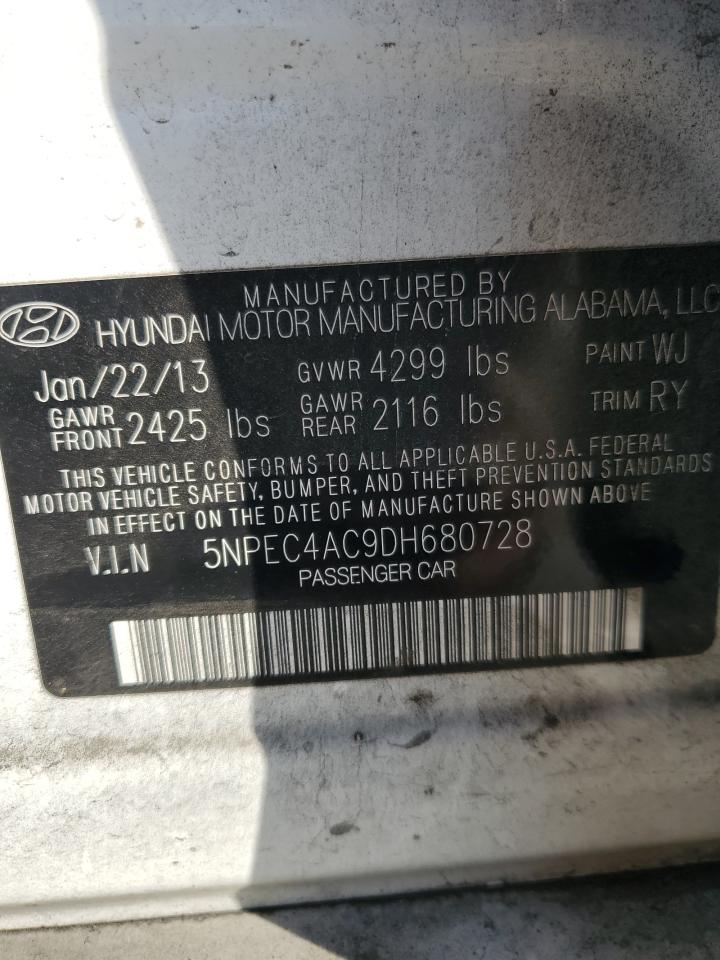 2013 Hyundai Sonata Se VIN: 5NPEC4AC9DH680728 Lot: 65281755