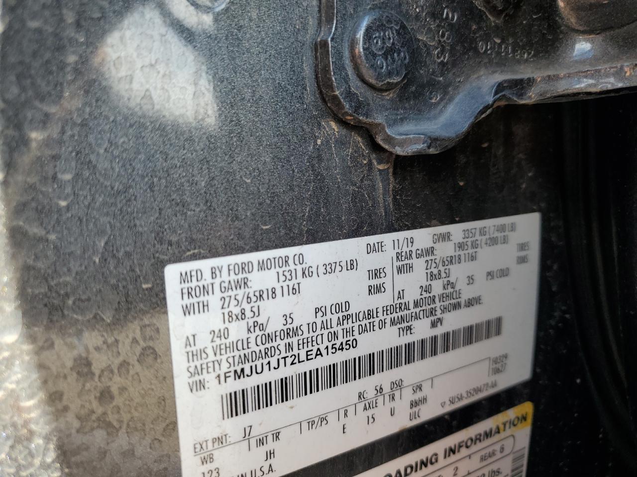 2020 Ford Expedition Xlt VIN: 1FMJU1JT2LEA15450 Lot: 65651035