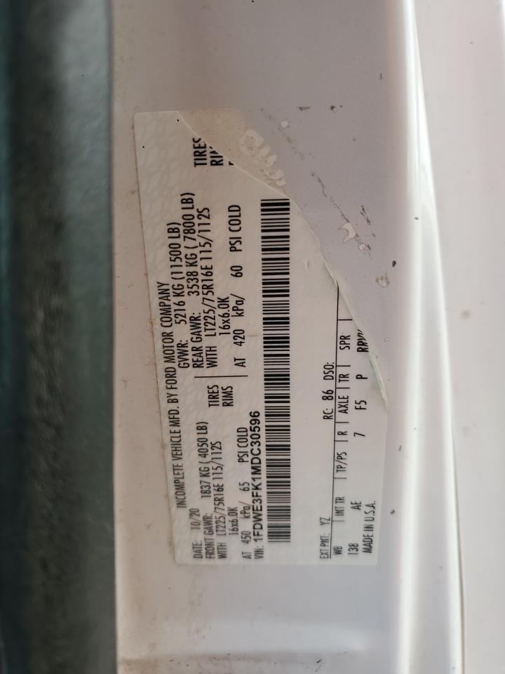 2021 Ford Econoline E350 Super Duty Cutaway Van VIN: 1FDWE3FK1MDC30596 Lot: 64734445