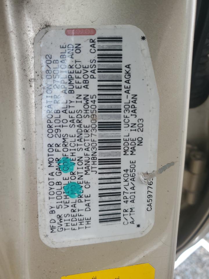 2003 Lexus Ls 430 VIN: JTHBN30F730095045 Lot: 66223205