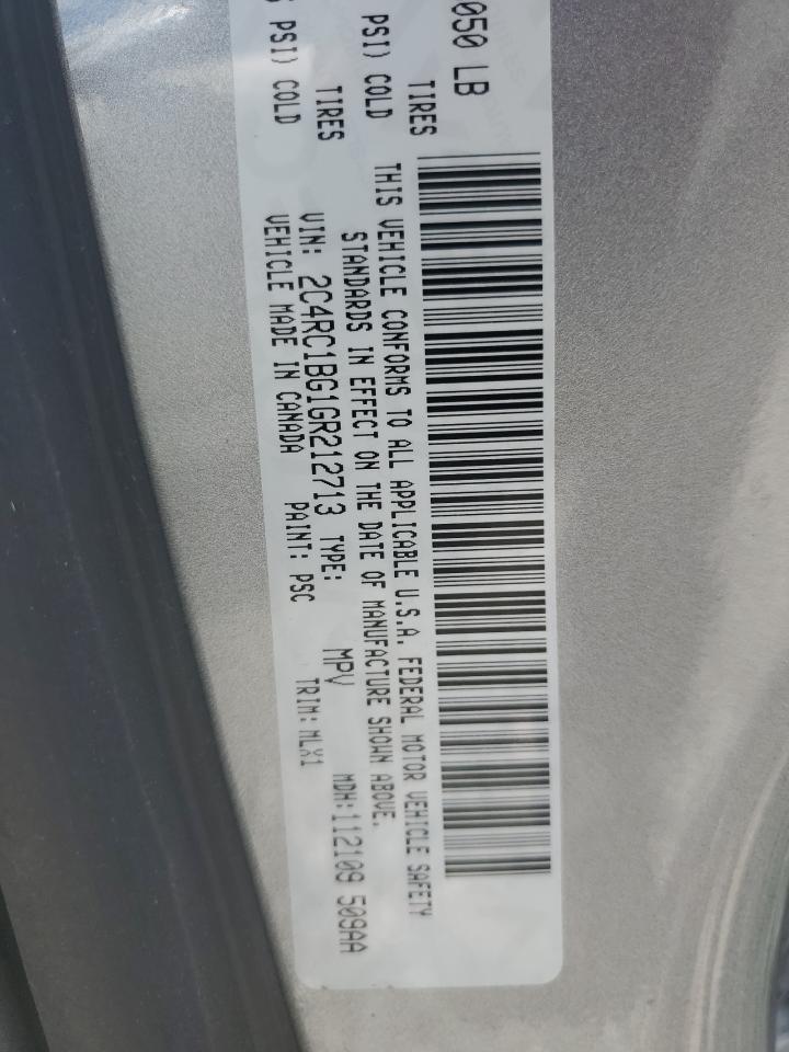 2016 Chrysler Town & Country Touring VIN: 2C4RC1BG1GR212713 Lot: 64444875