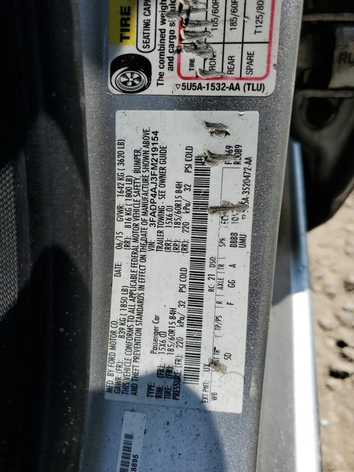 2015 Ford Fiesta S VIN: 3FADP4AJ3FM219154 Lot: 63342465