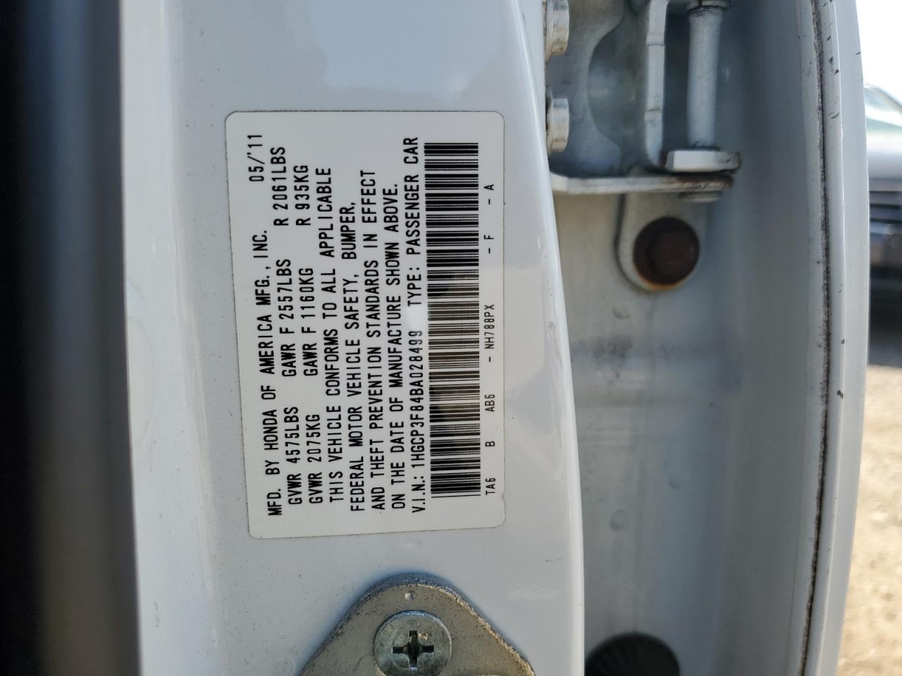 2011 Honda Accord Exl VIN: 1HGCP3F84BA028499 Lot: 63231545
