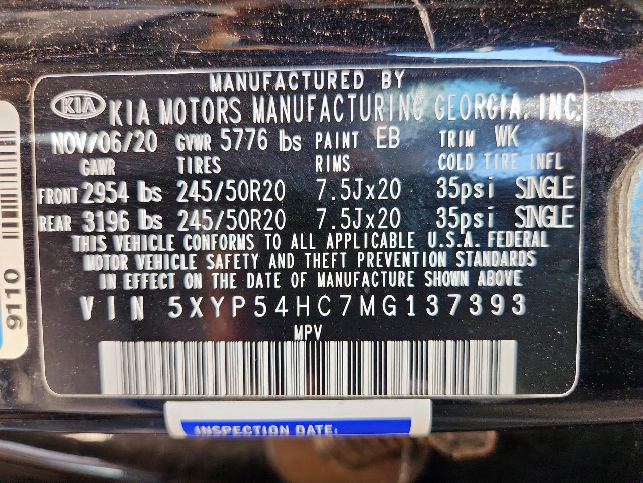 2021 Kia Telluride Sx VIN: 5XYP54HC7MG137393 Lot: 63967795