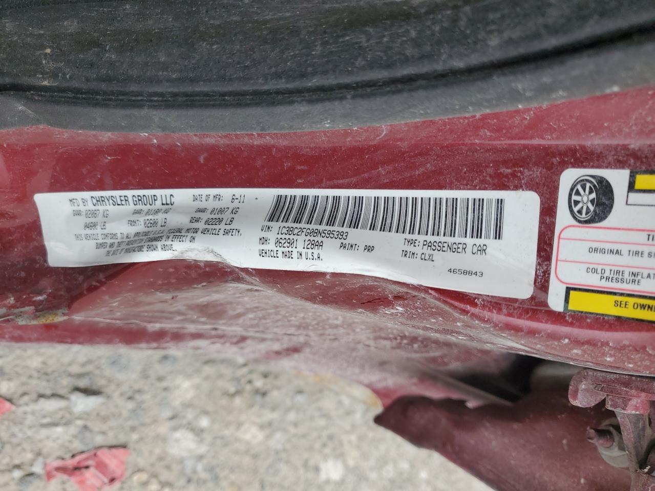 2011 Chrysler 200 Limited VIN: 1C3BC2FG0BN595393 Lot: 64844805