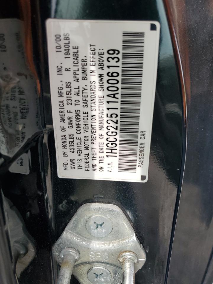 2001 Honda Accord Ex VIN: 1HGCG22511A006139 Lot: 63351255