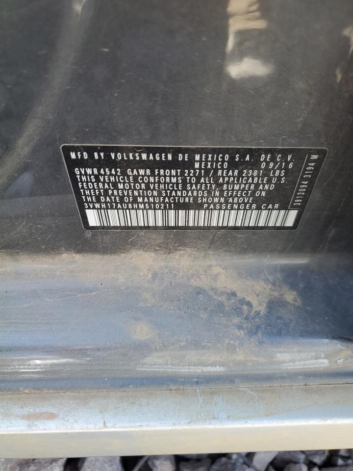 2017 Volkswagen Golf Alltrack S VIN: 3VWH17AU8HM510211 Lot: 64781225