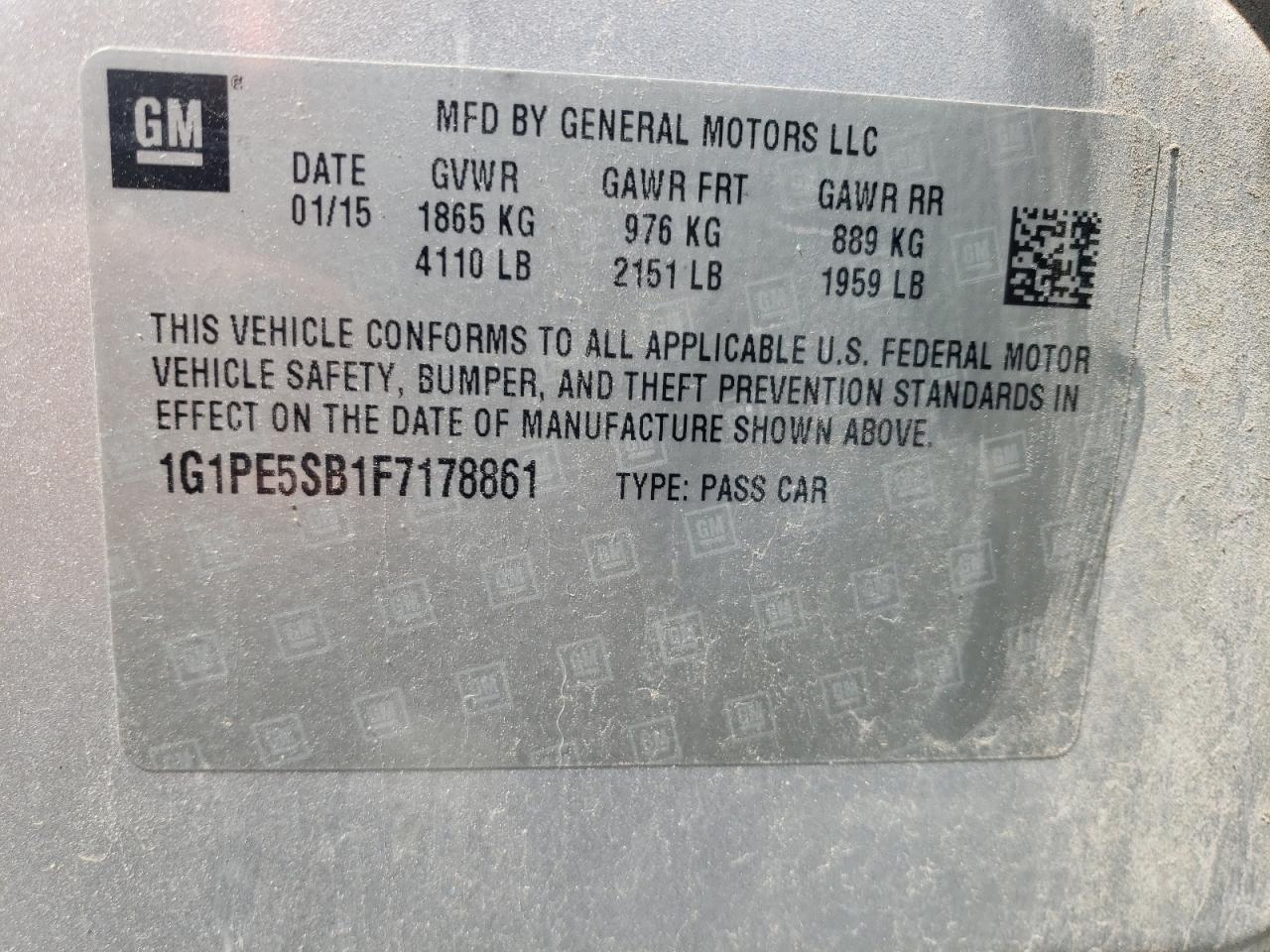 2015 Chevrolet Cruze Lt VIN: 1G1PE5SB1F7178861 Lot: 62698935