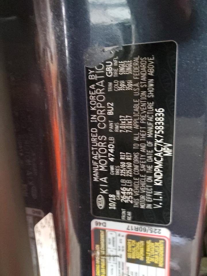 2019 Kia Sportage Lx VIN: KNDPMCAC7K7583836 Lot: 65239495