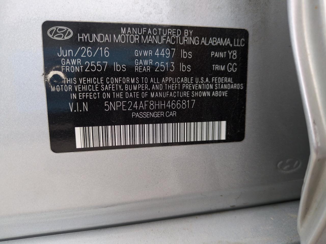 2021 Hyundai Sonata Se VIN: 5NPE24AF8HH466817 Lot: 63310035