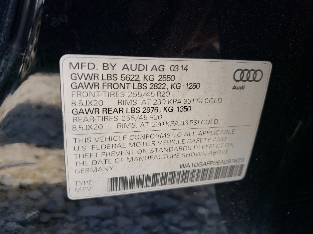 2014 Audi Q5 Premium Plus VIN: WA1DGAFP9EA097623 Lot: 63870685