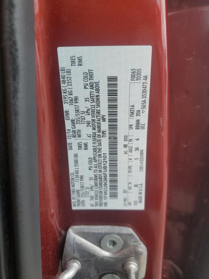 2015 Ford Escape Se VIN: 1FMCU9G96FUB12101 Lot: 67017555