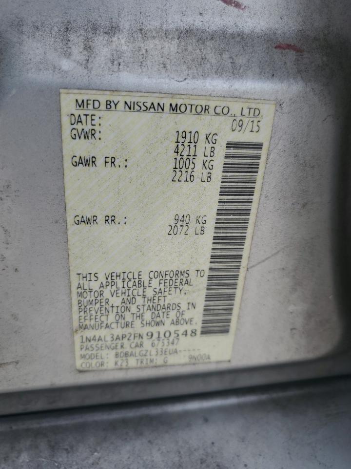 2015 Nissan Altima 2.5 VIN: 1N4AL3AP2FN910548 Lot: 65204025