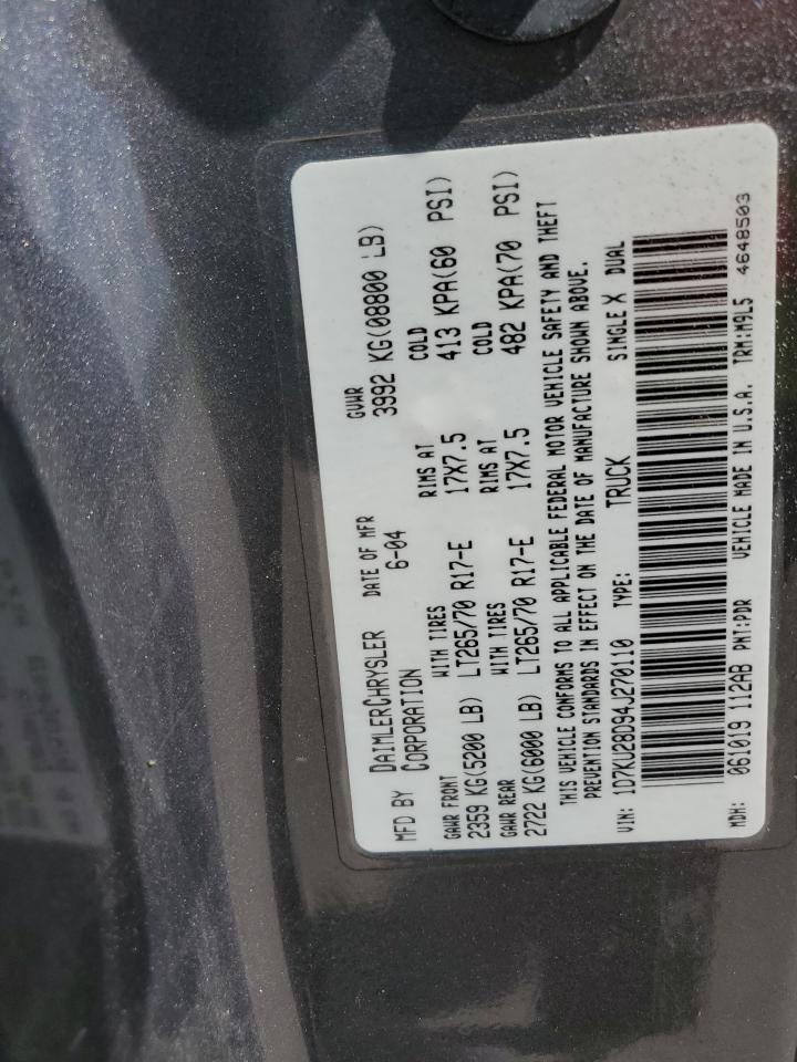 2004 Dodge Ram 2500 St VIN: 1D7KU28D94J270110 Lot: 65575735