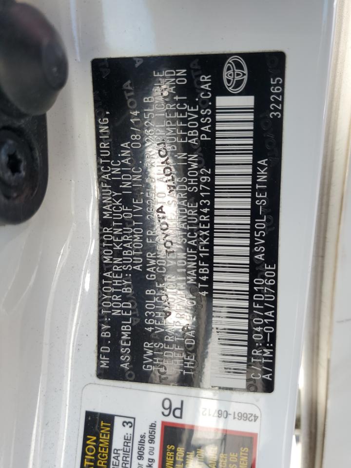 4t4bf1fkxer431792 4T4BF1FKXER431792 2014 Toyota Camry L