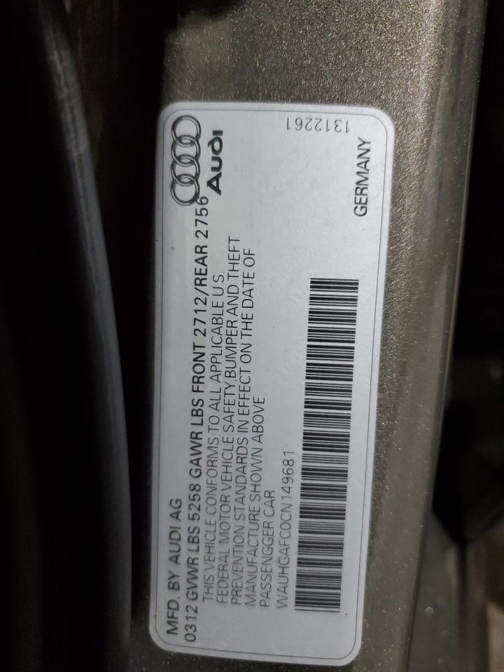 2012 Audi A6 Prestige VIN: WAUHGAFC0CN149681 Lot: 61665515