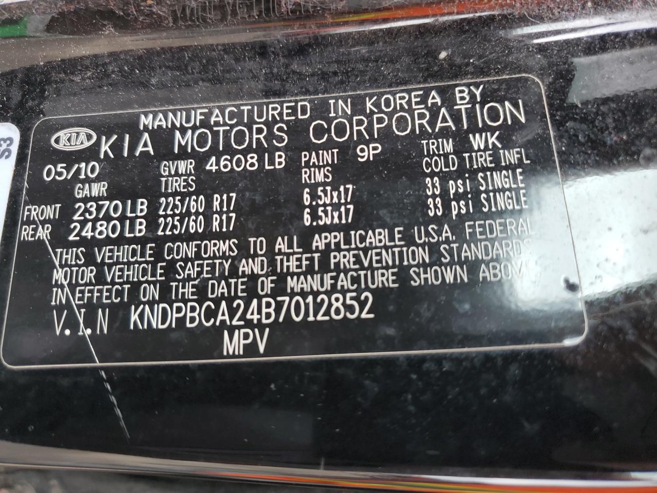2011 Kia Sportage Lx VIN: KNDPBCA24B7012852 Lot: 63837085