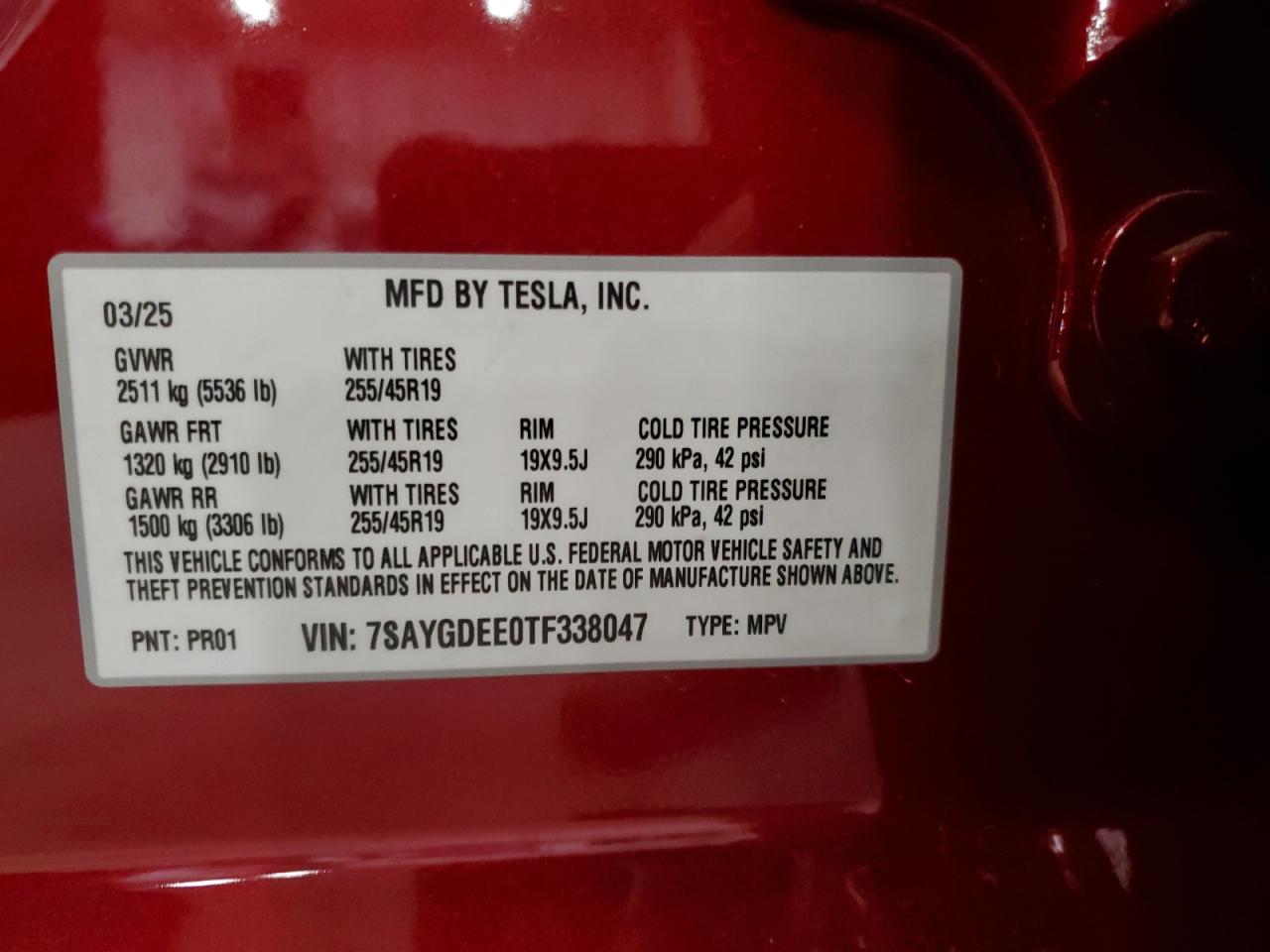 2026 Tesla Model Y VIN: 7SAYGDEE0TF338047 Lot: 64505915