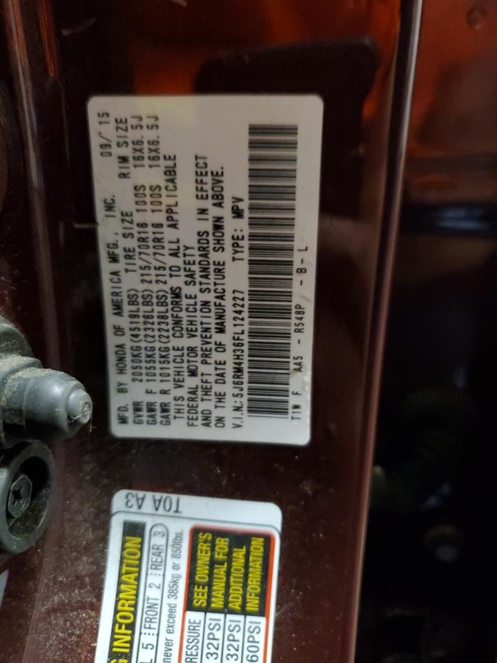 2015 Honda Cr-V Lx VIN: 5J6RM4H36FL124227 Lot: 66520545