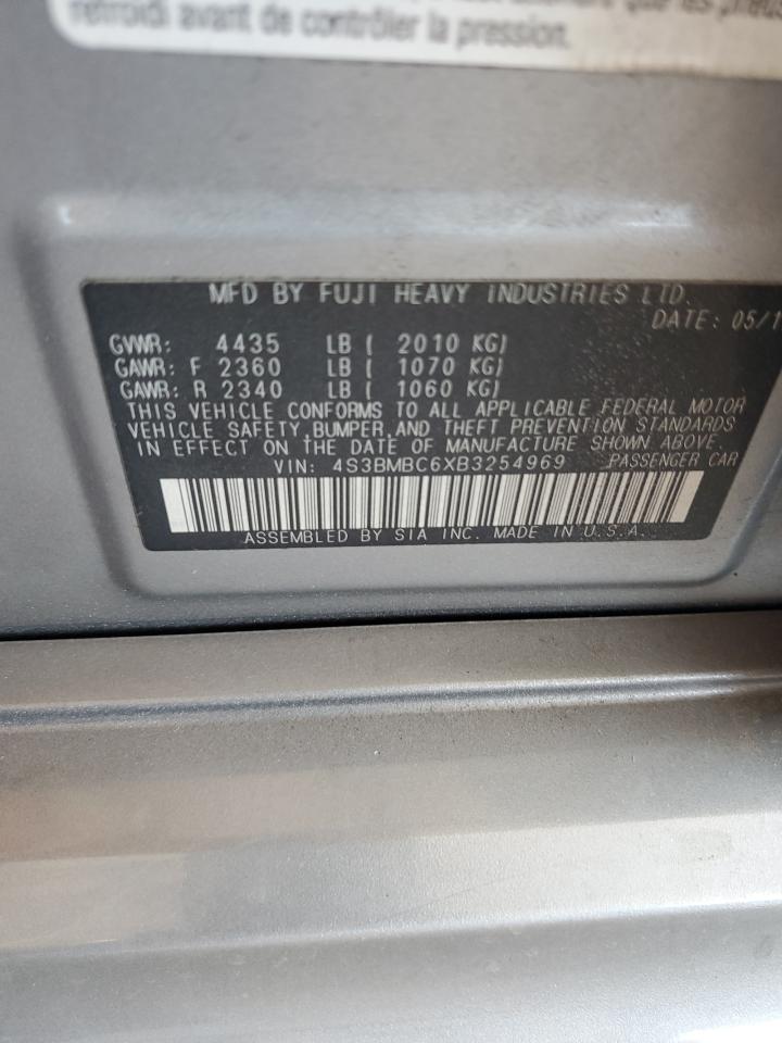 2011 Subaru Legacy 2.5I Premium VIN: 4S3BMBC6XB3254969 Lot: 64501365