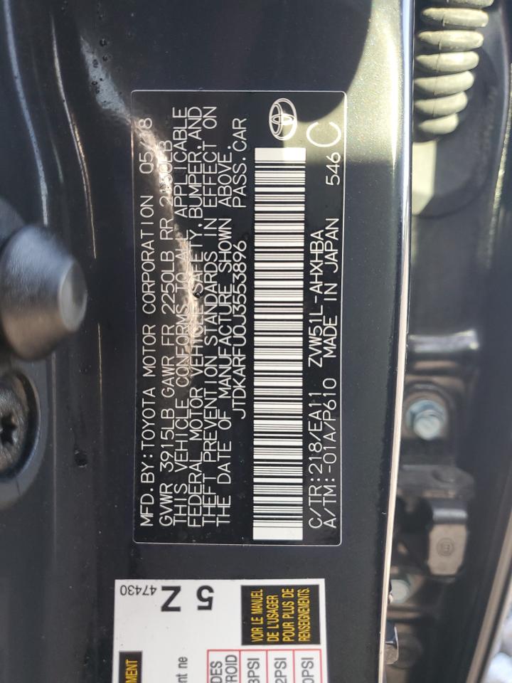 2018 Toyota Prius VIN: JTDKARFU0J3553896 Lot: 64584135
