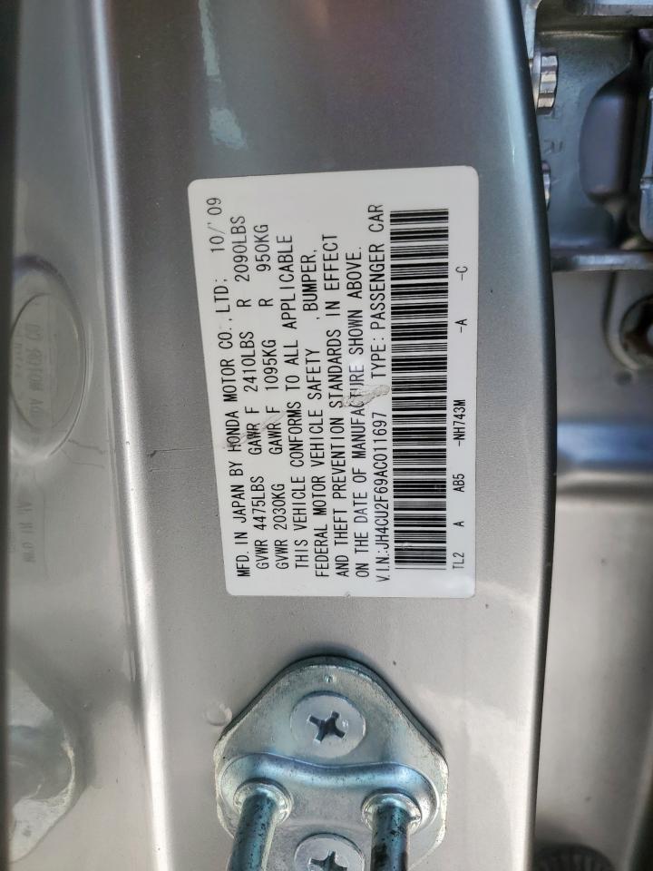 2010 Acura Tsx VIN: JH4CU2F69AC011697 Lot: 62818335
