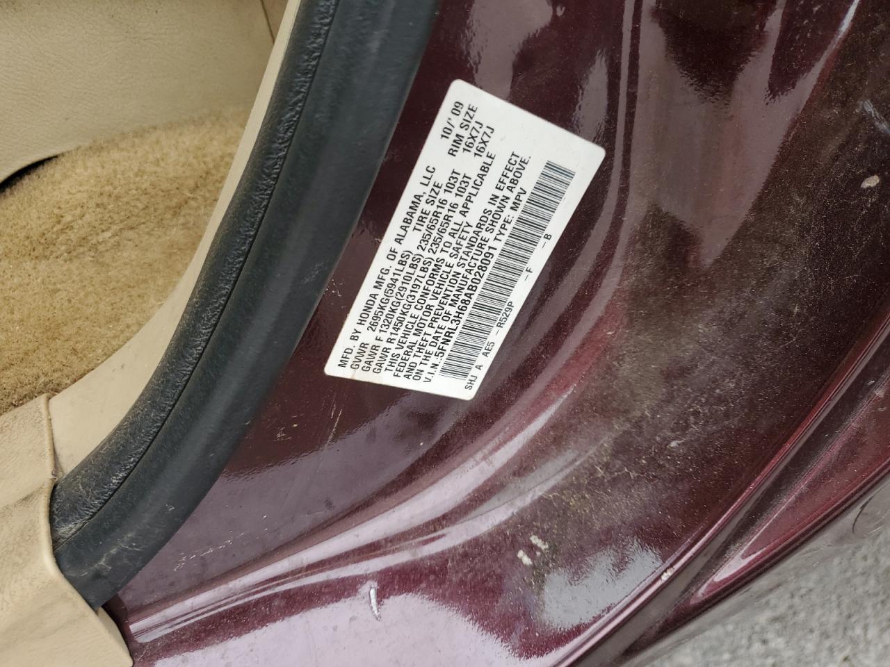 2010 Honda Odyssey Exl VIN: 5FNRL3H68AB028091 Lot: 63245755