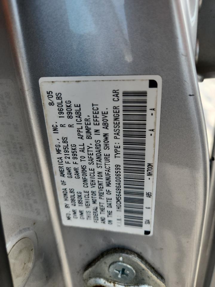 2006 Honda Accord Lx VIN: 1HGCM56496A006599 Lot: 65907475