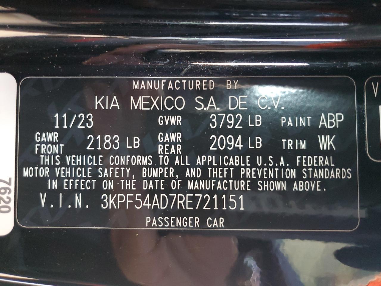 2024 Kia Forte Gt Line VIN: 3KPF54AD7RE721151 Lot: 65089765
