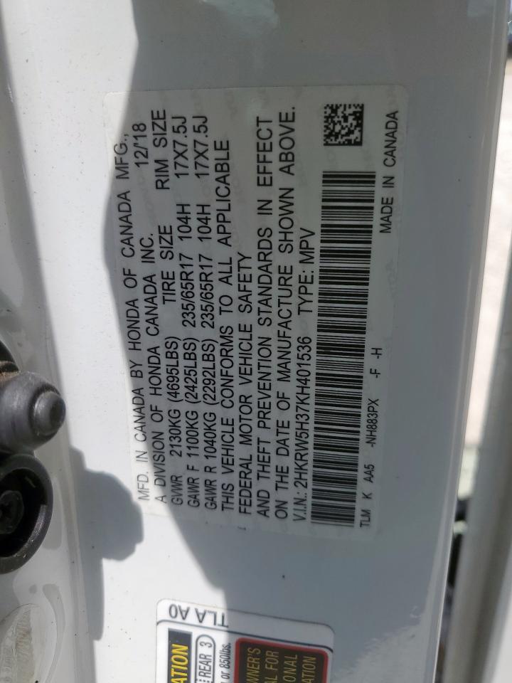 2019 Honda Cr-V Lx VIN: 2HKRW5H37KH401536 Lot: 64275965